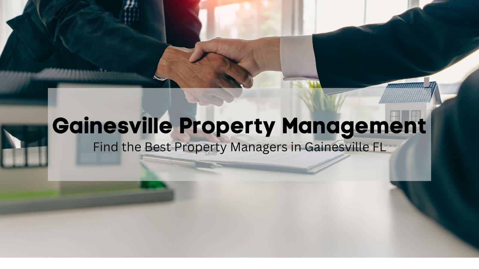 Gainesville property manager shaking hands with client inside of an office.